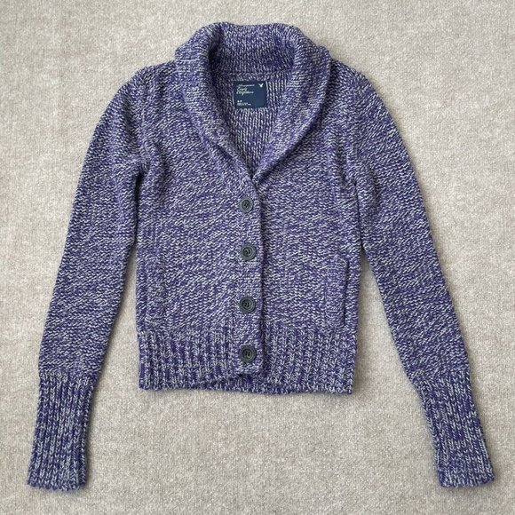 American Eagle Outfitters Sweaters - American Eagle Sweater Womens Small Purple Gray Button Cardigan Pockets Cozy
